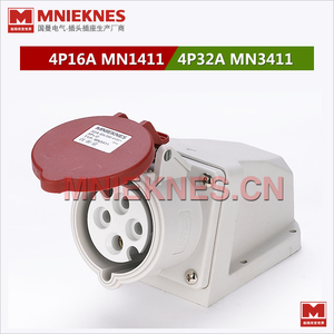 4孔32A工業插座 MNIEKNES三相四極明裝插座MN3411 380V 3P+E