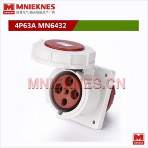 4孔63A工業插頭插座 暗裝直座MN6432 MNIEKNES三相四線插頭3P+E