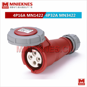 4孔32A防水连接器插座 MNIEKNES业插头MN3422 三相四线插头3P+E