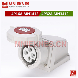高品質4孔32A工業插座MN3412 MNIEKNES明裝插座三相四線3P+E