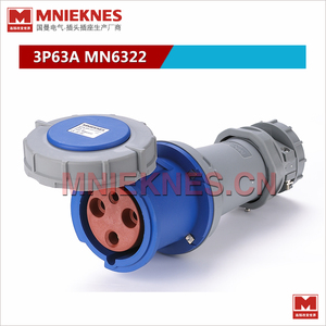 3孔63A耦合器連接器 mnieknes工業插座MN6322 220v 2P+E ip67
