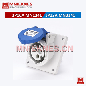 3X32A暗装斜座 MNIEKNES工业插座MN3341 IP44 220V单相三线2P+E