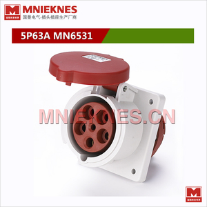 mnieknes5孔63A暗装工业插座MN6531 防水插座 三相五线插头3P+E+N