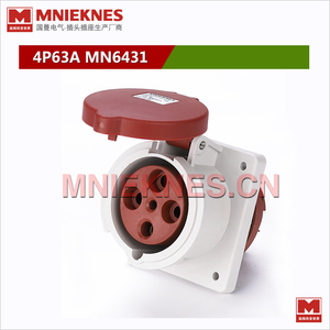 MNIEKNES工业插座 IP44 4孔63A 暗装插座MN6431三相四线插头3P+E