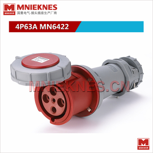 4孔63A工业连接器 MNIEKNES连接器插座MN6422 三相四线插头3P+E